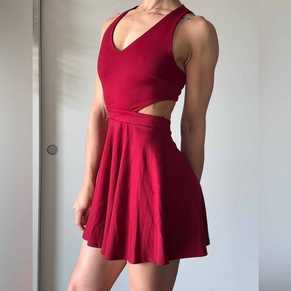 Forever 21 Burgundy Cutout Dress